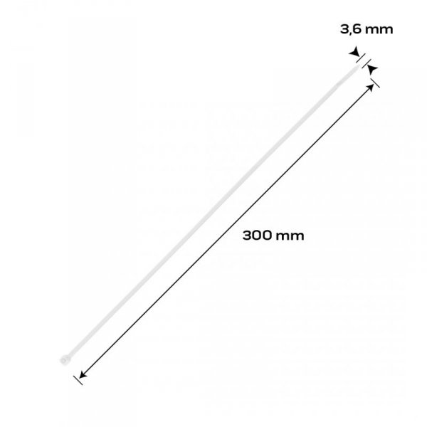 Opaski zaciskowe EXTREME 3.6 × 300 mm, białe, 20 szt.