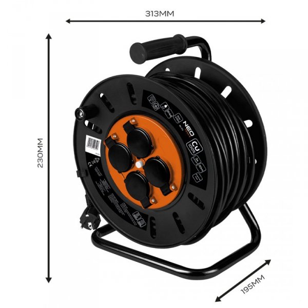 Przedłużacz bębnowy 30m, 3x2.5mm2