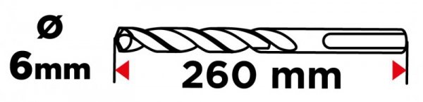 Wiertło do betonu zbrojonego SDS Plus 6 x 260 mm, quatro