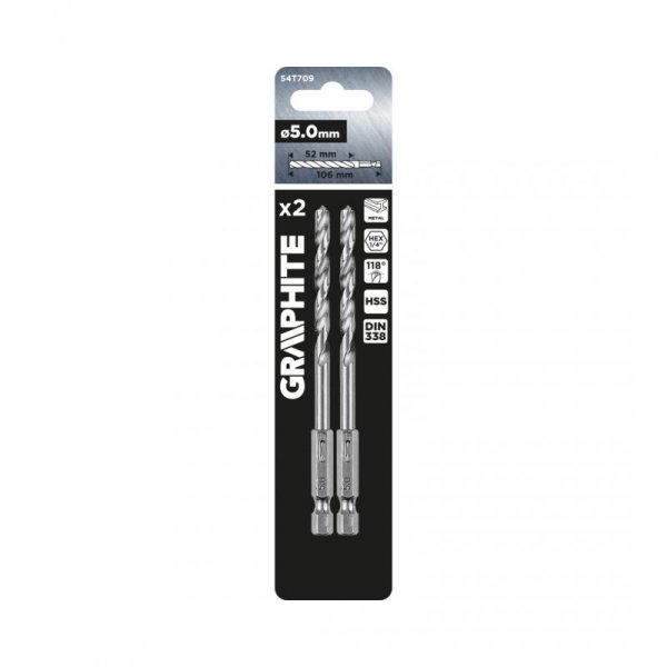 Wiertło do metalu Hex 5.0 mm, 2 szt.