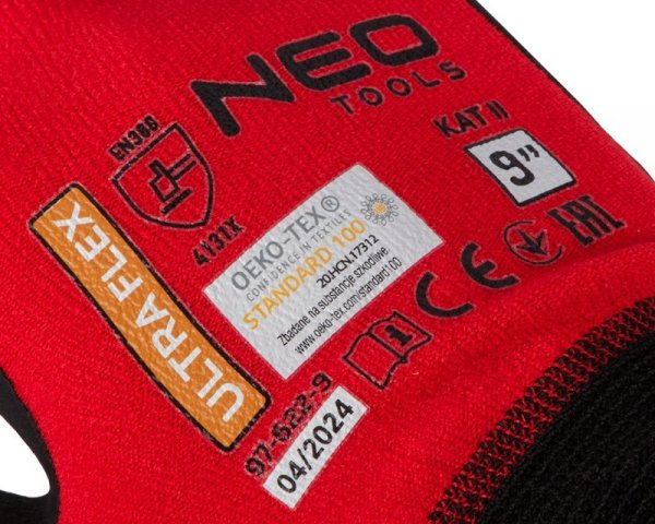Rękawice robocze ultraflex, nylon-spandex, pokrytcie polimetrowo-nitrylowe (foam), 4131X, rozmiar 9