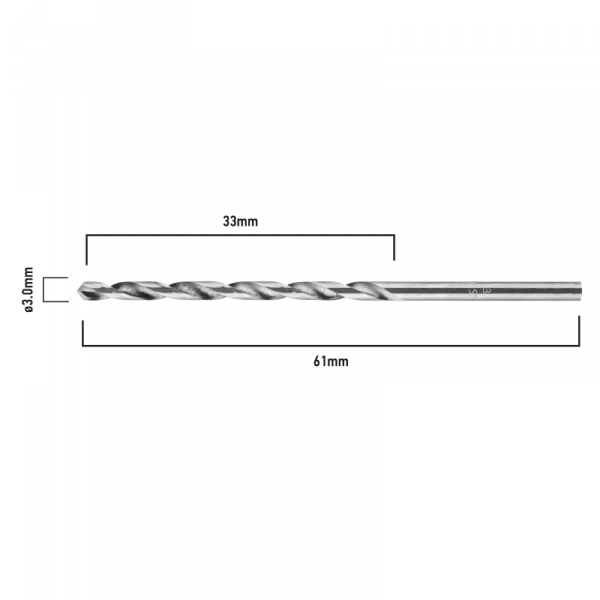 Wiertła do metalu HSS, DIN 338, 3 mm, 2 szt. (5 szt.)