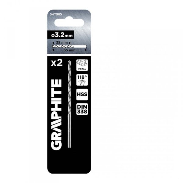 Wiertła do metalu HSS, DIN 338, 3.2 mm, 2 szt. (5 szt.)