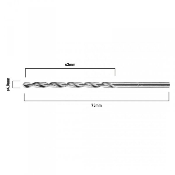 Wiertła do metalu HSS, DIN 338, 4 mm, 2 szt. (5 szt.)