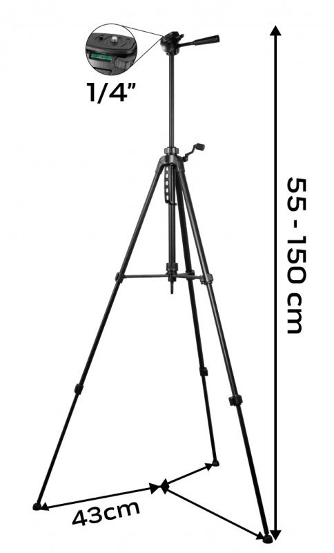 Statyw stalowy z powłoką elektrofoteryczną 1.5 m 1/4&quot; do laserów krzyżowych