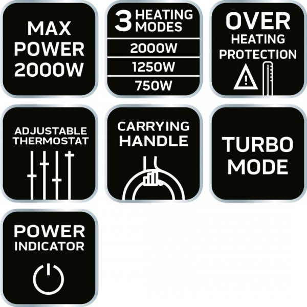 Grzejnik konwektorowy z termostatem 2000W turbo