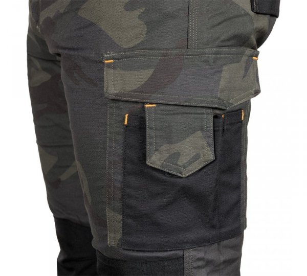 Spodnie robocze Mix&Match, Canvas, wzmocnienia z Cordury, zielone moro, rozmiar M