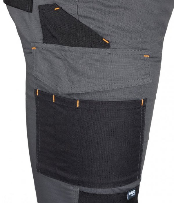 Spodnie robocze Mix&Match, Canvas, wzmocnienia z Cordury, szaro-czarne, rozmiar S