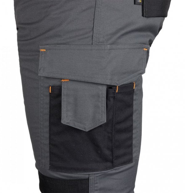 Spodnie robocze Mix&Match, Canvas, wzmocnienia z Cordury, szaro-czarne, rozmiar L