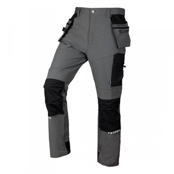 Spodnie robocze Mix&Match, 4 way stretch, z kaburami, Cordura, szaro-czarne, rozmiar M