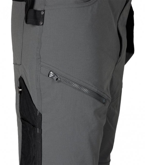 Spodnie robocze Mix&Match, 4 way stretch, z kaburami, Cordura, szaro-czarne, rozmiar M