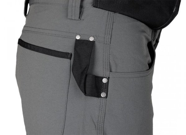 Spodnie robocze Mix&Match, 4 way stretch, z kaburami, Cordura, szaro-czarne, rozmiar L