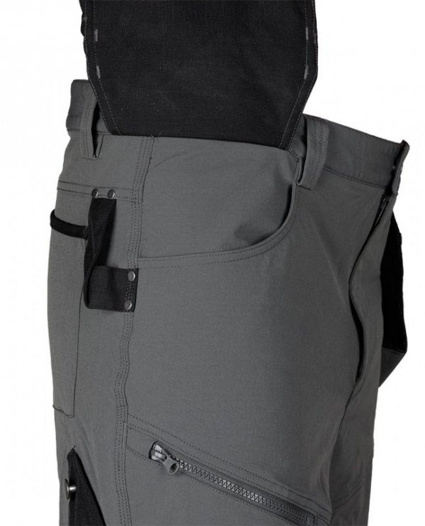 Spodnie robocze Mix&Match, 4 way stretch, z kaburami, Cordura, szaro-czarne, rozmiar XL