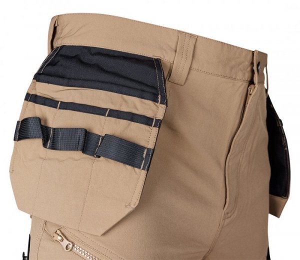 Spodnie robocze Mix&Match, 4 way stretch, z kaburami, wzmocnienia z Cordury, beżowo-czarne, rozmiar