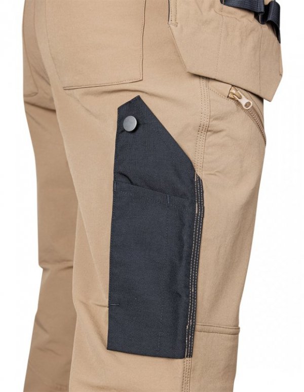 Spodnie robocze Mix&Match, 4 way stretch, z kaburami, Cordura, beżowo-czarne, rozmiar L