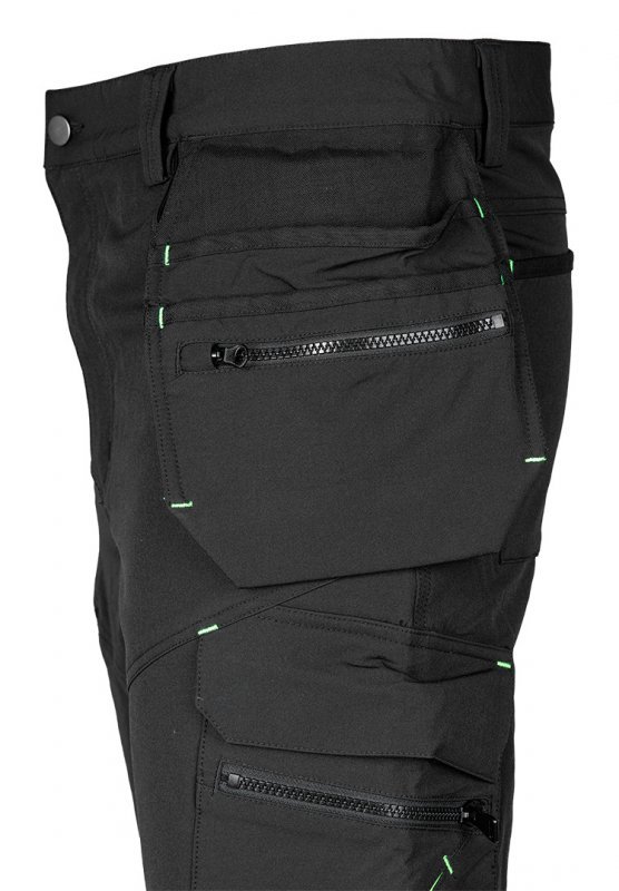 Spodnie robocze Mix&Match, 4 way stretch, z kaburami, Cordura, czarne, rozmiar XL