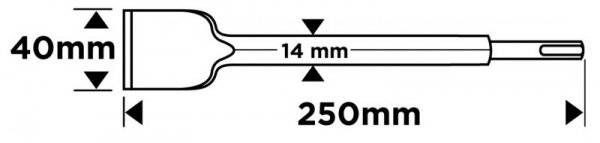 Dłuto płaskie SDS Plus 40 x 14 x 250 mm