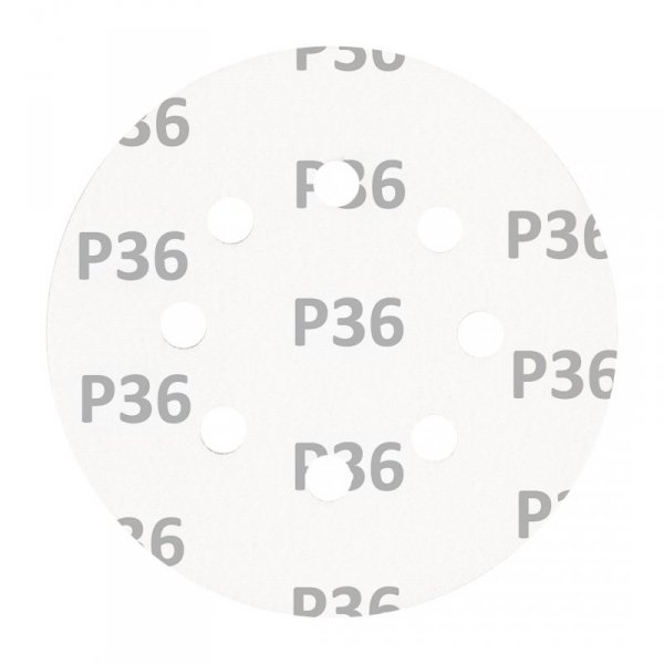Krążki ścierne na rzep 125 mm, P36, 5 szt., z 8 otworami