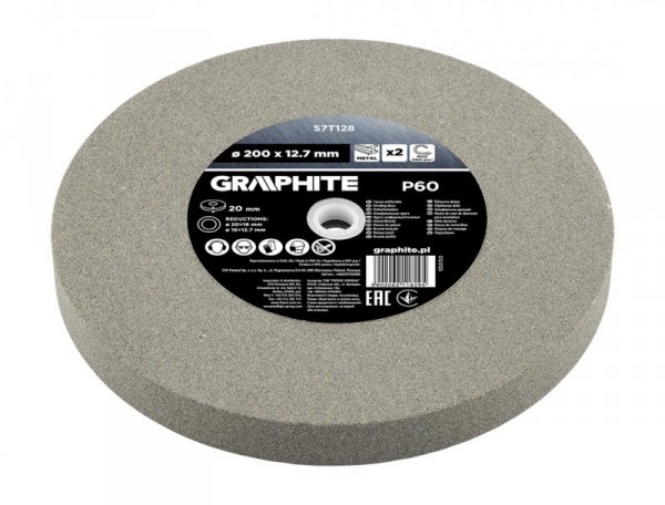 Tarcze szlifierskie 200 x 20/16/12.7 x 20 mm, P60, 2 szt.