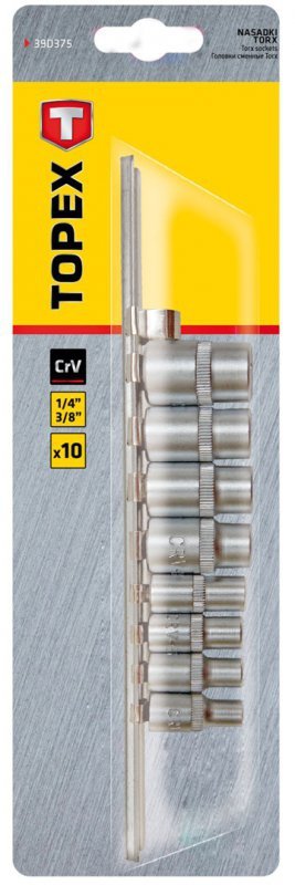 Nasadki Torx 1/4&quot;, 3/8&quot;, zestaw 9 szt.
