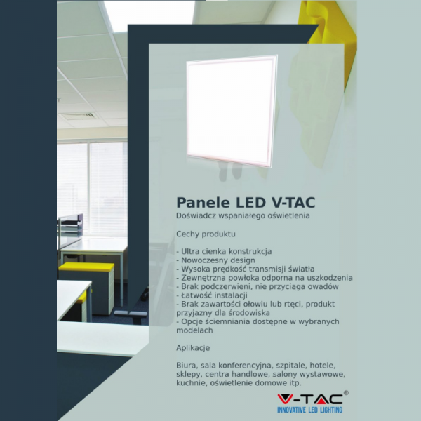 Panel LED V-TAC 45W 600x600 UGR PMMA VT-6068 6000K 3600lm