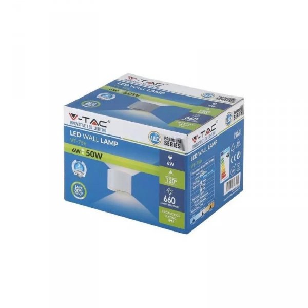 Oprawa Ścienna 6W V-TAC Góra Dół Regulowana Czarny Okrągły IP65 Bridgelux VT-756 4000K 660lm 2 Lata Gwarancji