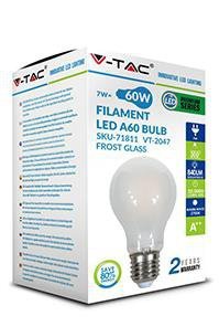 Żarówka LED V-TAC 7W A60 E27 Cross Filament Mrożona VT-2047 2700K 840lm