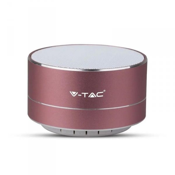 Przenośny Metalowy Głośnik Bluetooth Micro SD Mikrofon 400mAh Różowy V-TAC VT-6133 2 Lata Gwarancji
