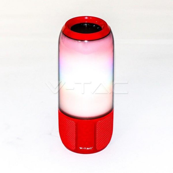 Bezprzewodowy inteligentny głośnik LED V-TAC z technologią Bluetooth 2x3W USB Micro SD Czerwony VT-7456