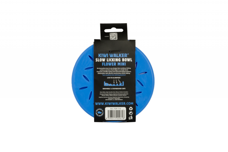 Kiwi Walker Slow Licking Bowl Flower Mini – miska spowalniająca jedzenie i lizanie dla psa i kota niebieska
