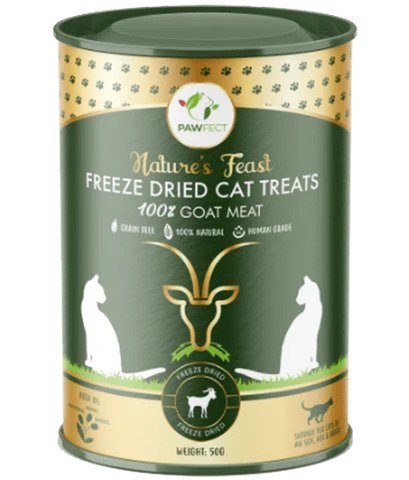 PAWFECT Nature's Feast CAT 100% Goat Meat Liofilizowane przysmaki dla kota KOZA 50g