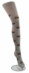 Jasno szare bawełniane rajstopy dziewczęce z motywem piesków od renomowanej marki AuraVia, wykonane w rozmiarze 4-6 lat - Model GHN7582