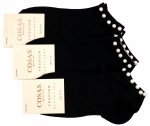 Ozdobne skarpety stopki perełki rozmiar 35-38 COSAS, 3 pary czarne