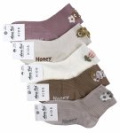 Skarpetki dziewczęce nad kostkę z motywem misia i króliczka, 5 par 28-31
