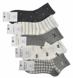 Stylowe skarpetki damskie w szarościach–grosz<br />ki, paski i kratka 35-38 