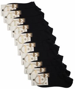 Zestaw 10 par czarnych stopek unisex z wysokiej jakości bawełny–AuraVia 38-41