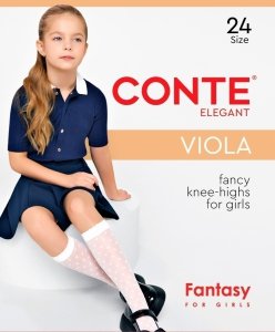 Conte VIOLA – podkolanówki 20 DEN z delikatnym geometrycznym wzorem
