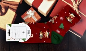 Skarpetki bożonarodzeniowe z brokatem Aura.Via–efektowny zimowy dodatek 38-41