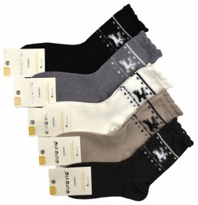 Zimowe skarpety damskie Thermo Alpaka z uroczym wzorem renifera–5 par 38-41