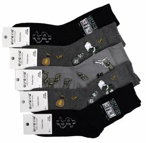 Aura.Via wesołe skarpety męskie 39-42–banknoty, dolary i monety w zestawie