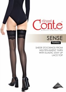 Eleganckie pończochy Conte Fantasy Sense 20 den z koronkowym wykończeniem