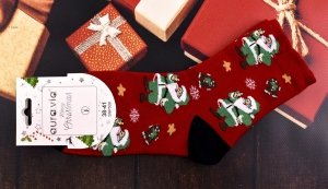 Skarpetki bożonarodzeniowe z brokatem Aura.Via–efektowny zimowy dodatek 38-41