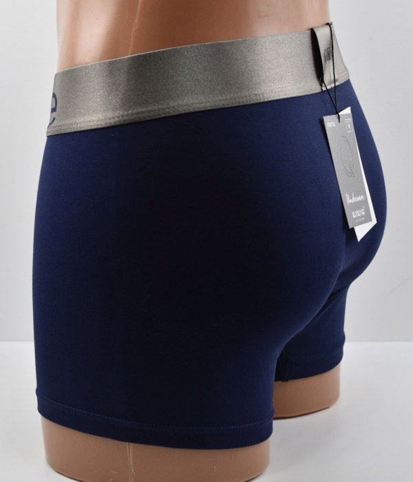 Niebieskie bokserki męskie Aura.Via Ghlin Kline–złota gumka, bawełna, rozmiar L