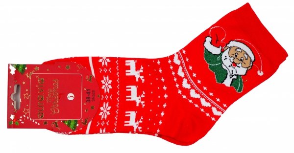Skarpety świąteczne 35-38 AuraVia,skarpetki gwiazdka unisex mikołaj prezent