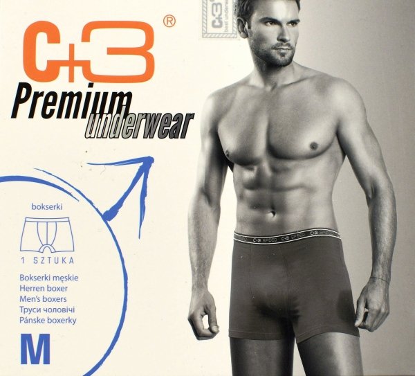 Czarne bokserki męskie C+3 Premium – bawełna 95% roz XL