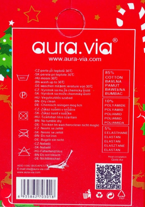 Skarpety świąteczne 32-35 AuraVia,skarpetki gwiazdka unisex mikołaj prezent