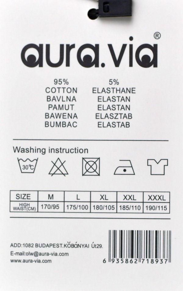 Bokserki męskie Auravia grafitowe–prążkowane, 95% bawełny, classic fit, rozmiar 2XL