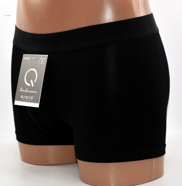 Auravia Cotton In–czarne bokserki męskie 95% bawełny, komfort, rozmiar L