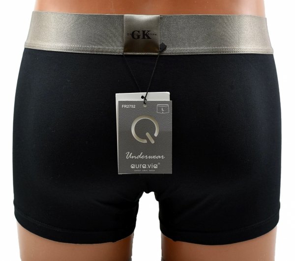 Bawełniane bokserki męskie Aura.Via – czarne z ozdobnym pasem Ghlin Kline, XL