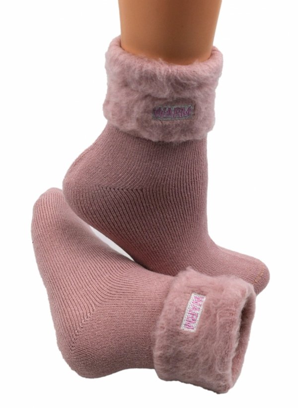 Ciepłe zimowe skarpety damskie WARM w kolorze pudrowego różu 35-38
